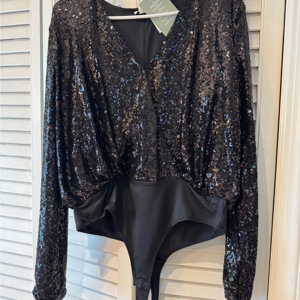 H&M Black Sequin Bodysuit